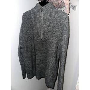 Zara Men’s Ribbed Half-Zip Knit Sweater – Gray – Size XL
